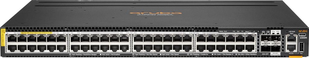 HPE ANW CX 6300M 48p Smart Rate Cl8 PoE 2p50G 2p25G Switch Image du produit 