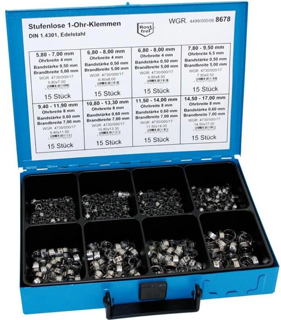 DRESSELHAUS Assortiment Colliers de Serrage Progressifs 1 en Boîte Tôle