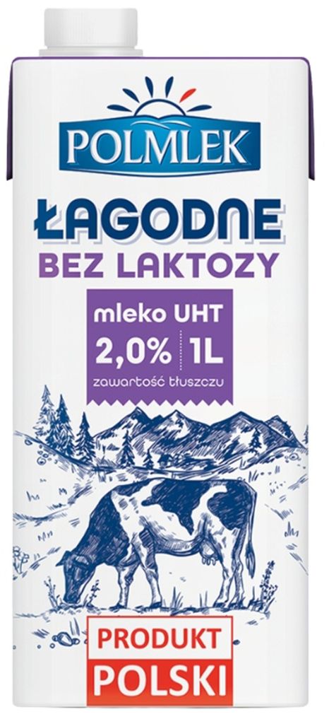 Polmlek Mleko Łagodne bez laktozy 2% 1 l Zdjęcie produktu 