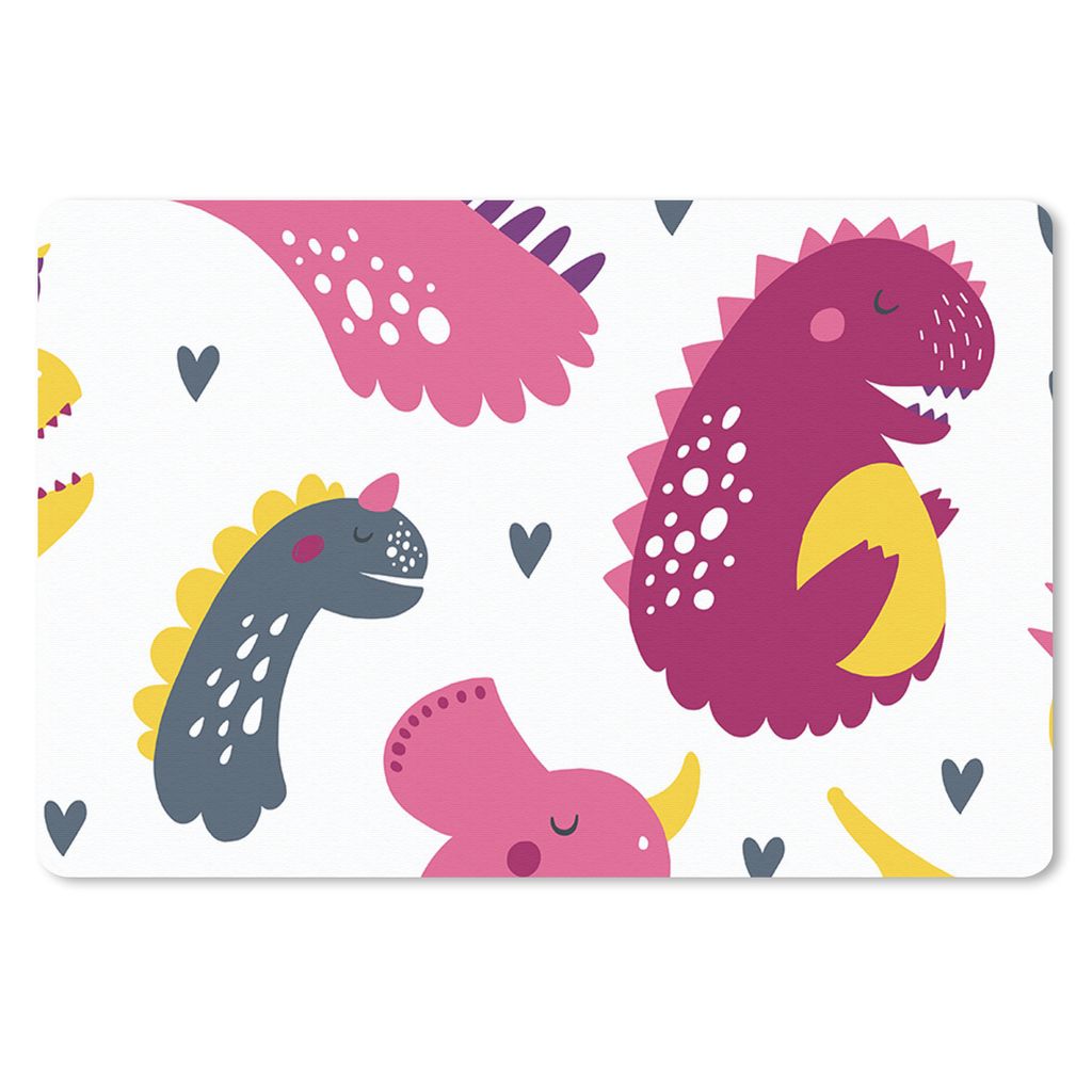 MuchoWow Schreibtischunterlage Dino - Muster - Kind - Rosa - Mädchen 60x40 cm - XXL Mauspad - Großes Mauspad