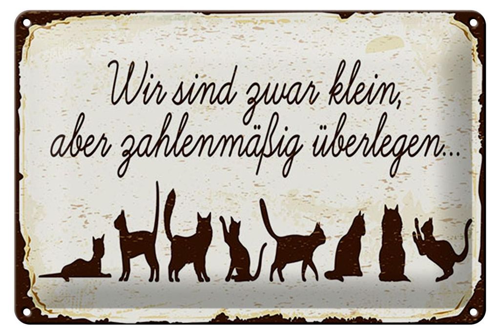 Blechschild Spruch 12x18 cm Wir sind zwar klein aber Überlegen Schild