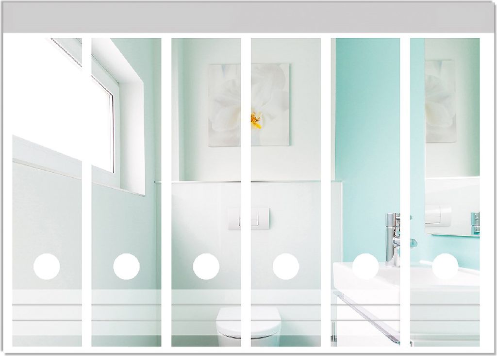 Wallario Ordnerrücken Sticker, selbstklebend für breite Ordner, 6 Stück, Motiv Badezimmer Gästetoilette Innenansicht - WC und Waschbecken