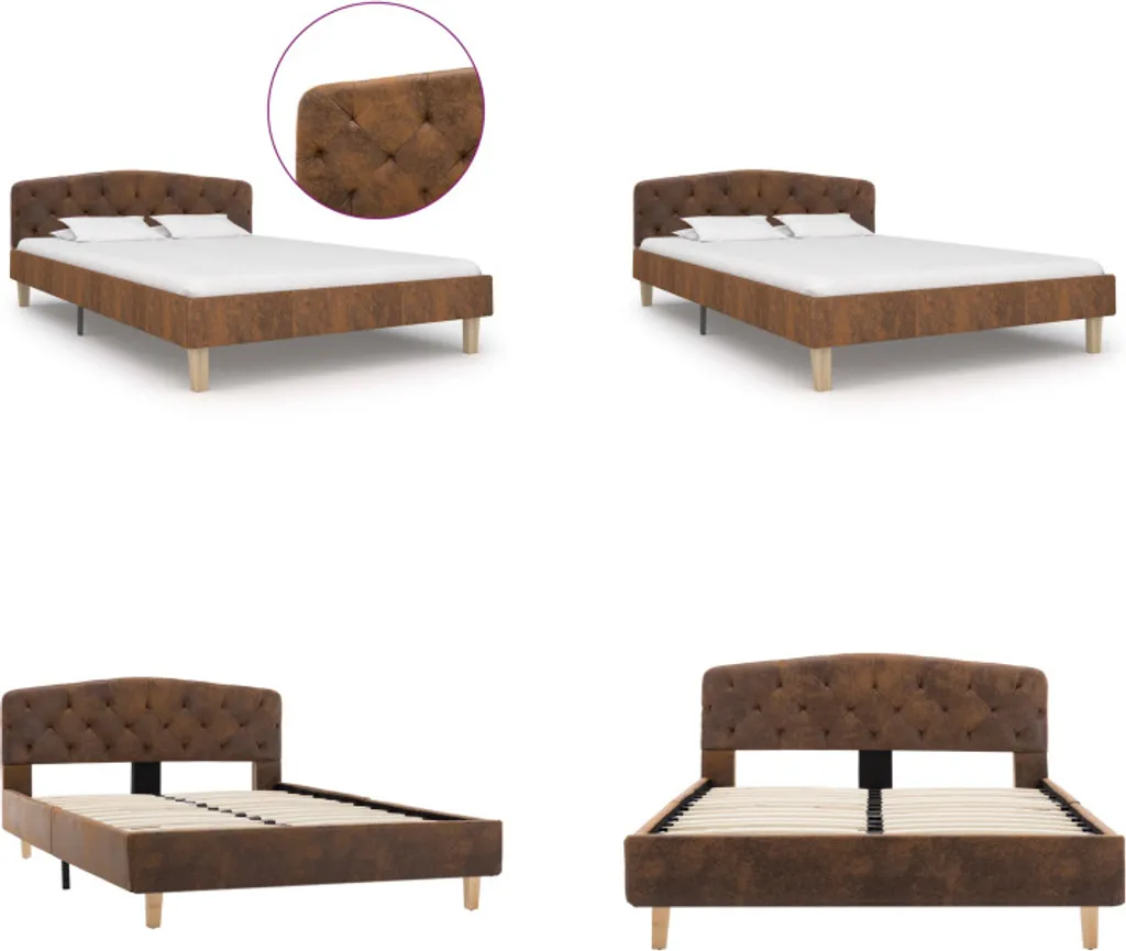 Lit 120x200 cm aspect daim brun - Structure de lit moderne vidaXL