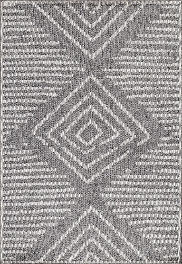 Tapis d'Extérieur et d'Intérieur 80x150 cm Tissage Plat Moderne Gris