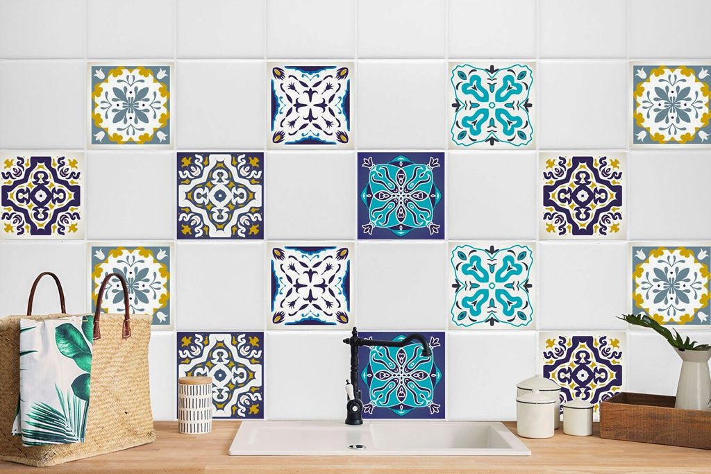 24 Stück Laminierter Selbstklebende Wandaufkleber Wandtattoo Küche Talaveric Willa 20 x 20 cm