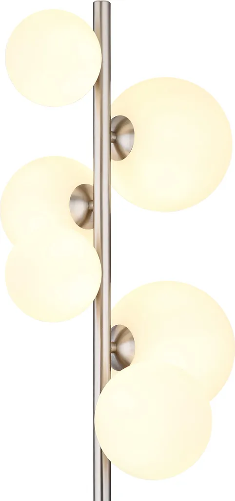 Grand lampadaire de salon design moderne en métal gris nickel mat 6xG9