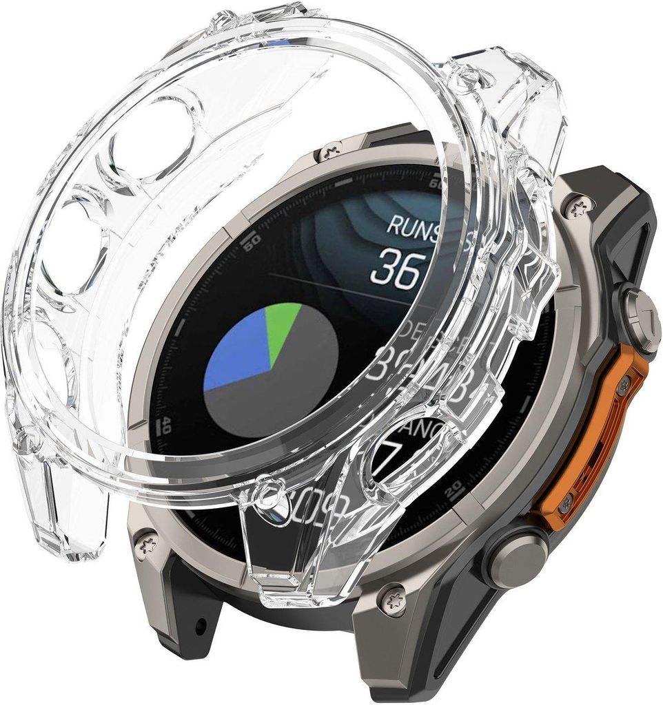 Stravo Soft Case Sporthülle für Garmin Fenix 8S (43 mm)/8S Solar (43 mm) – TPU-Schutz, schützt vor Stößen und Kratzern, Transparent