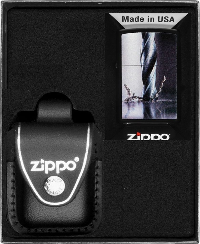 ZIPPO Feuerzeug-Set METAL DRILL DESIGN Geschenk No3