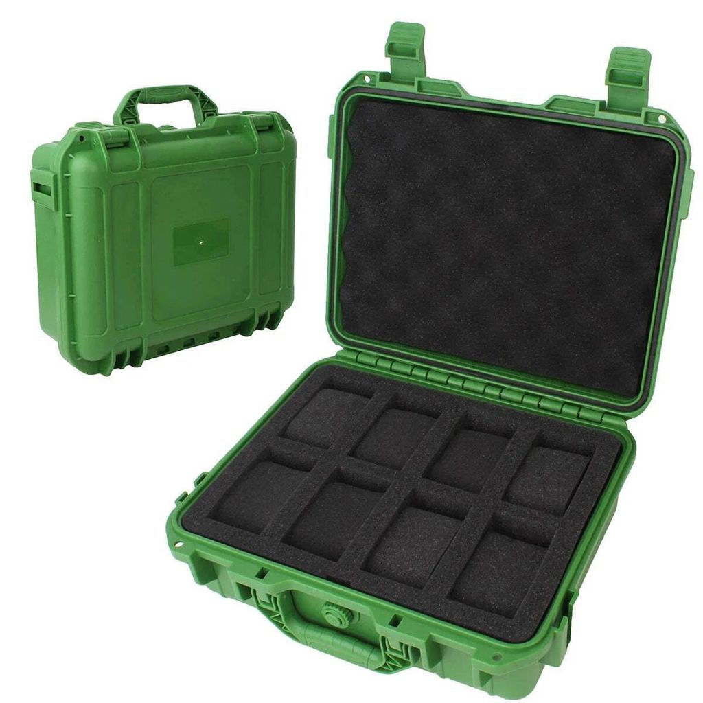 Uhrenkoffer Transportkoffer für 8 Uhren -Box Stoßfest Wasserdicht Staubdicht, grün