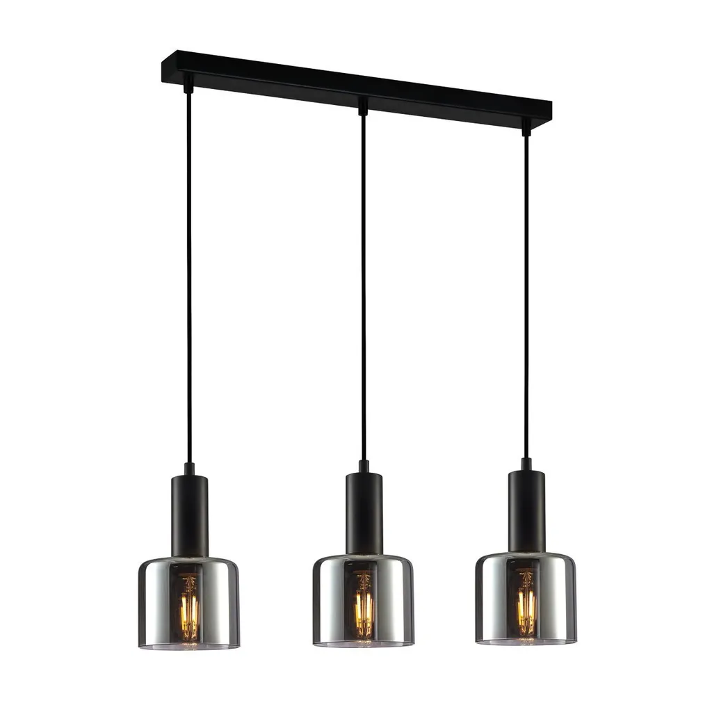 Italux Santia PND-65342-3-BK+SG: Lampada a Sospensione Nera e Fumé