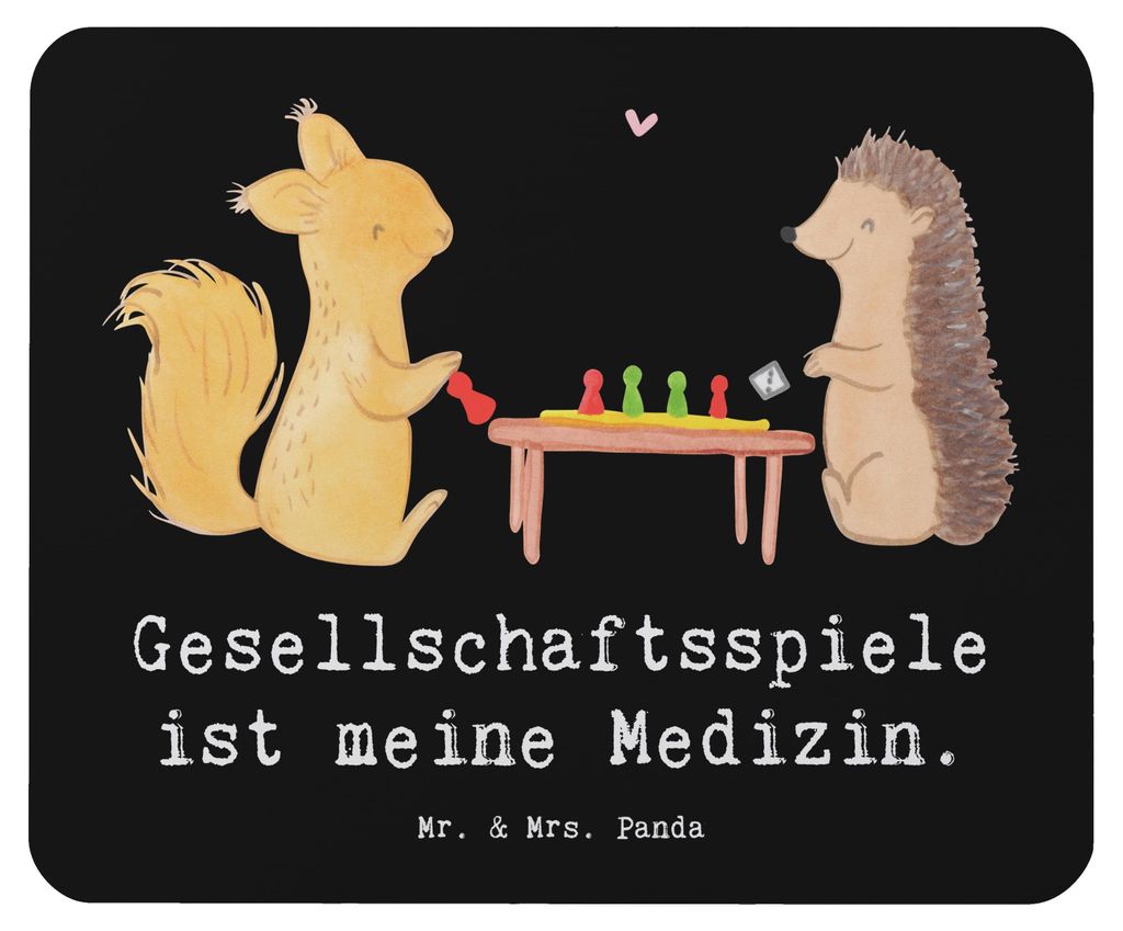 Mr. & Mrs. Panda Mauspad Eichhörnchen Gesellschaftsspiele - Schwarz - Geschenk, laptop mousepad, pc, Spielen, mousematte, Mouse Pad, Spieleabend