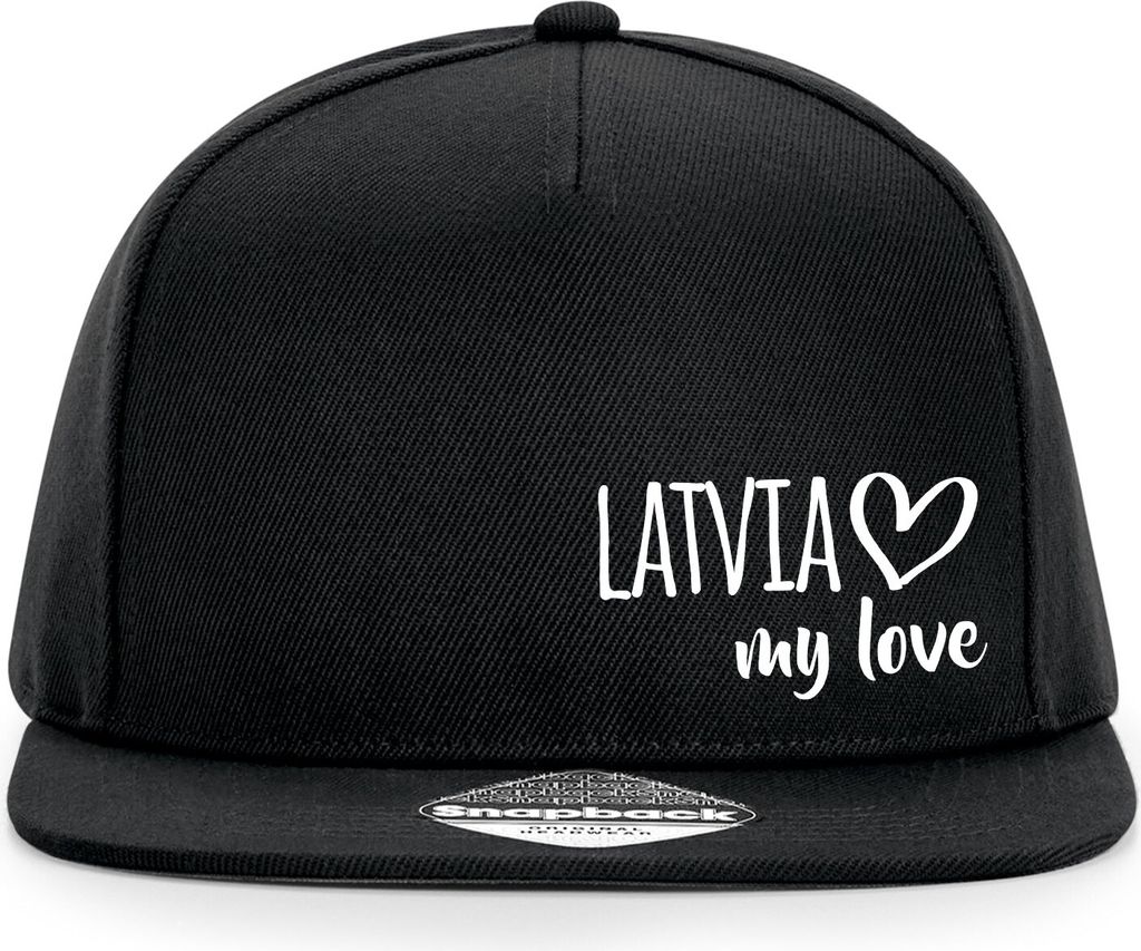 Huuraa Cappy Mütze Latvia my love Black Polyester Snapback Kappe Geschenkidee