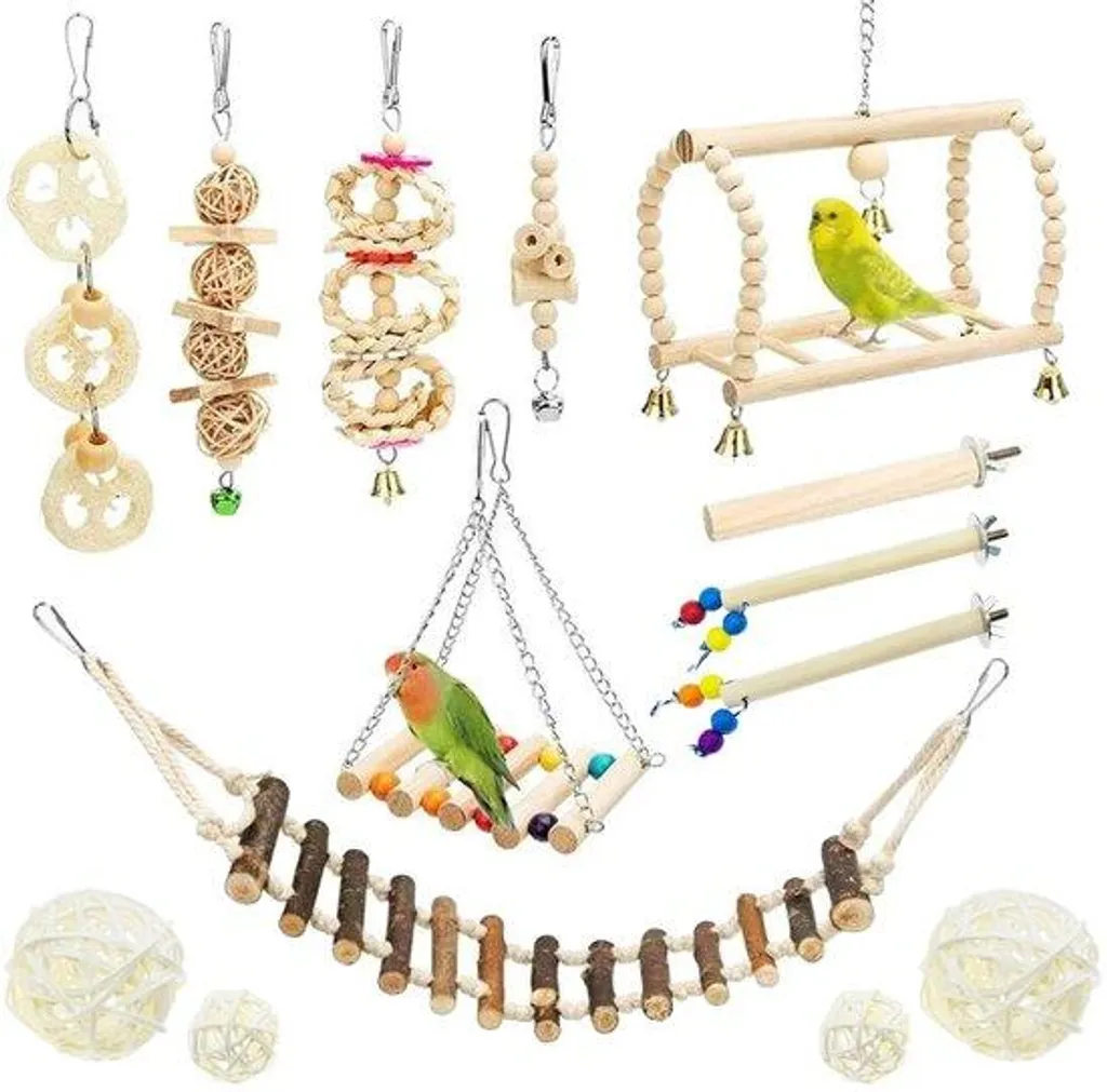Jouets pour oiseaux : 14 perchoirs et balançoires pour cage et volière