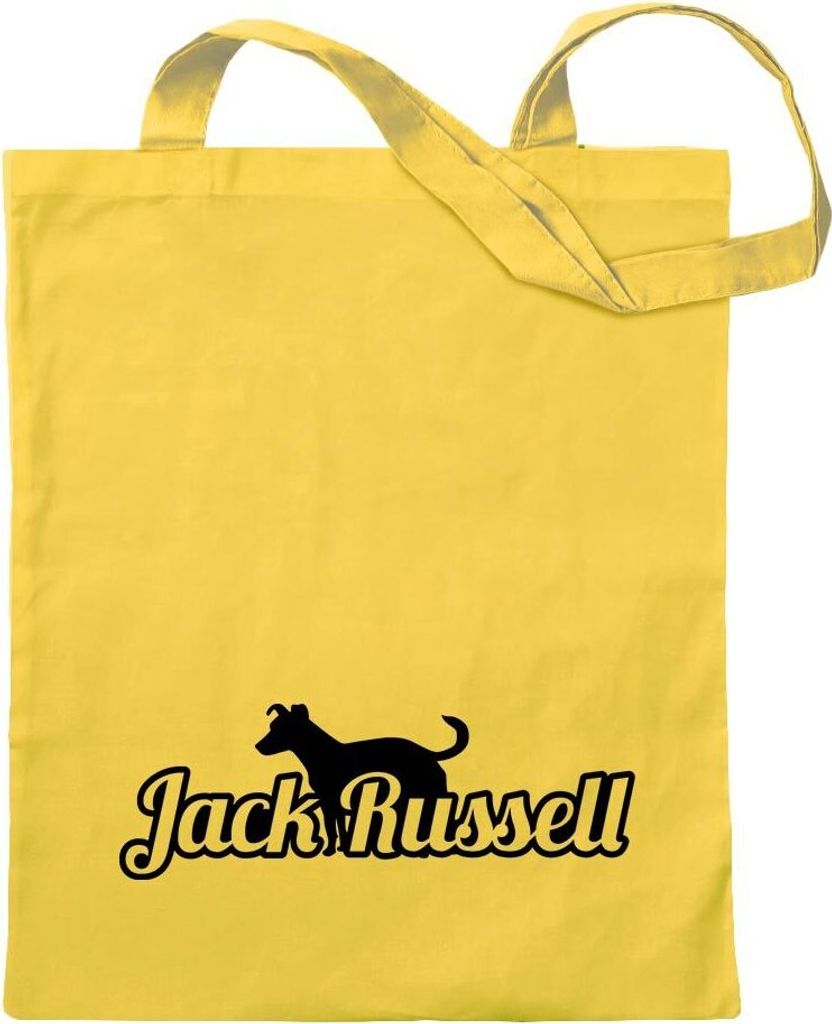 Kiwistar - Baumwolltasche - gelb - Jack Russell Terrier - Tragetasche Stoffbeutel Umhängetasche Langer Henkel