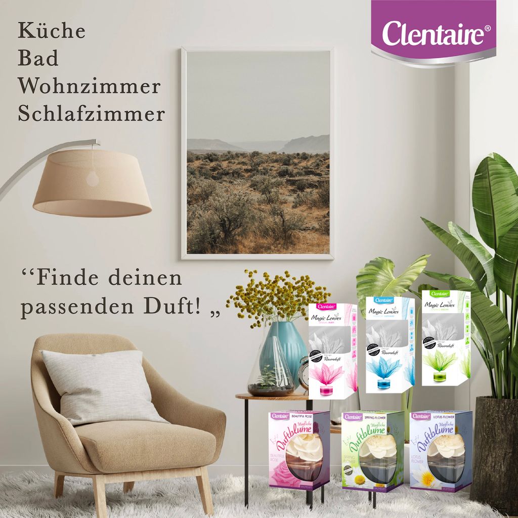 CLENTAIRE Raumduft 15 x 75ml Magische Duftblume Beautiful