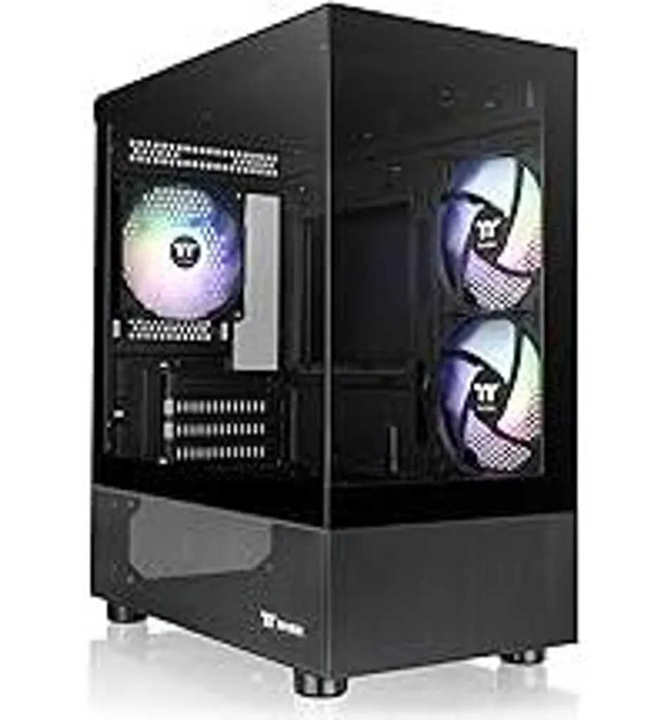 Thermaltake View 170 TG ARGB Micro-Tower PC Case (M-ATX) – Frontale e laterale in vetro temperato, 3 ventole ARGB-Lite da 120 mm preinstallate, sincronizzazione scheda madre, radiatore superiore 240/280 mm, nero
