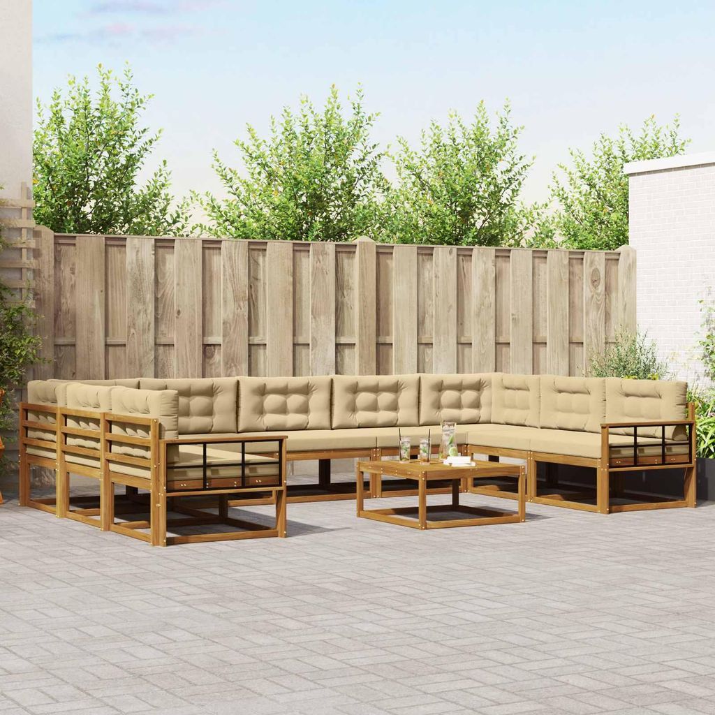 Outdoor-Sofagarnitur mit Kissen (10 pcs)- CLORIS - Natur und Beige - Gartensofas C391
