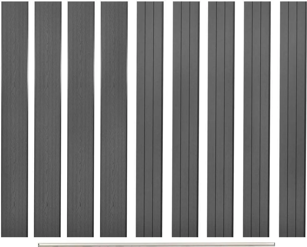 Remplacer sa clôture bois par du WPC Gris 170 cm - Lot de 9 planches sans entretien