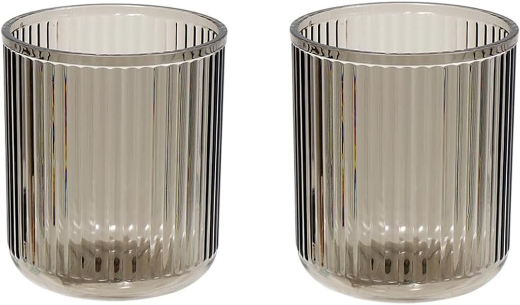 Badezimmer-Becher, 2 Stück, unzerbrechlicher Zahnbürstenbecher, spülmaschinenfest, Grau und Grau