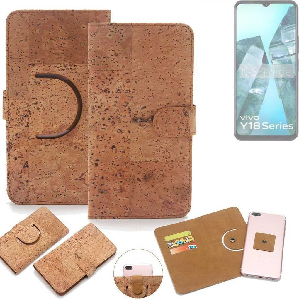 K-S-Trade Handy-Hülle Schutz-Hülle kompatibel mit Vivo Y18i Handyhülle Schutzhülle Korkhülle Kork-Hülle 1x