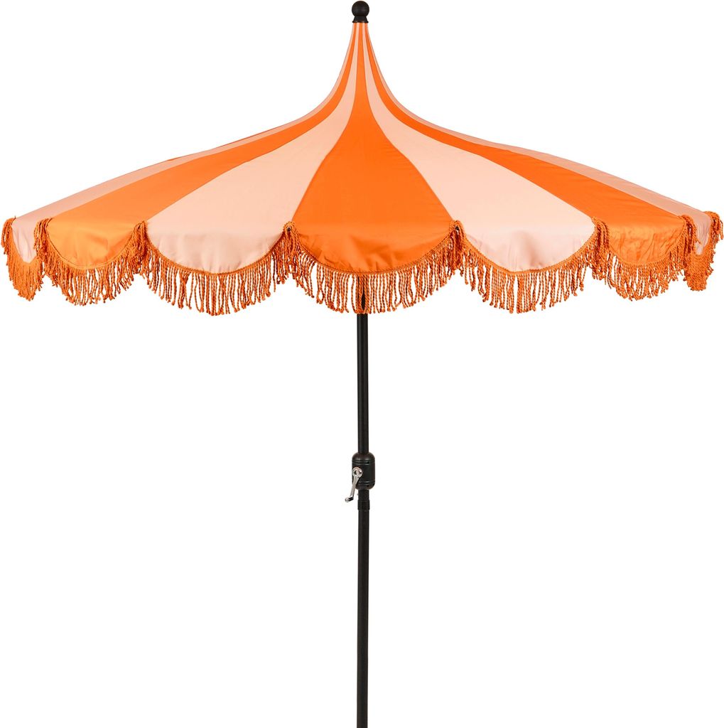 Mica Decorations Kim Gestreifter Sonnenschirm mit Tragetasche - Stockschirm 238 x Ø235 cm - Garten oder Balkon Sonnenschutz - Polyester, Stahl - O...