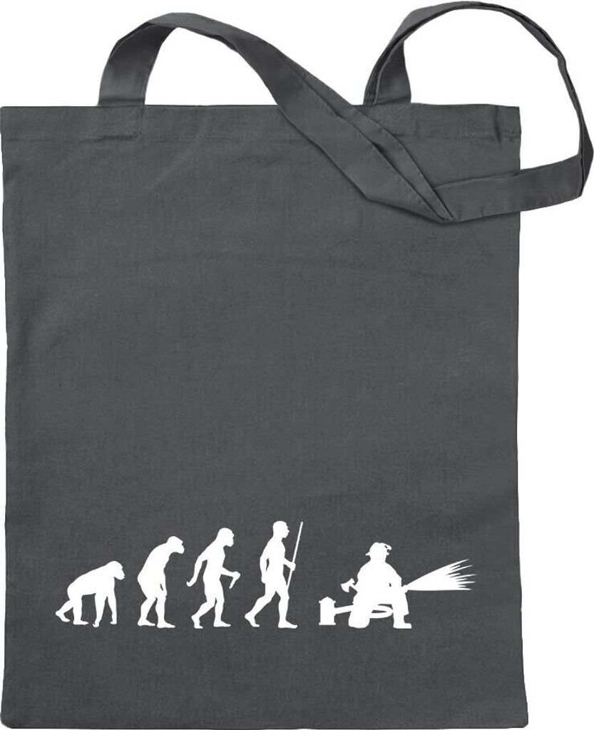 Kiwistar - Baumwolltasche - stahlgrau - Feuerwehrmann Evolution - Tragetasche Stoffbeutel Umhängetasche Langer Henkel