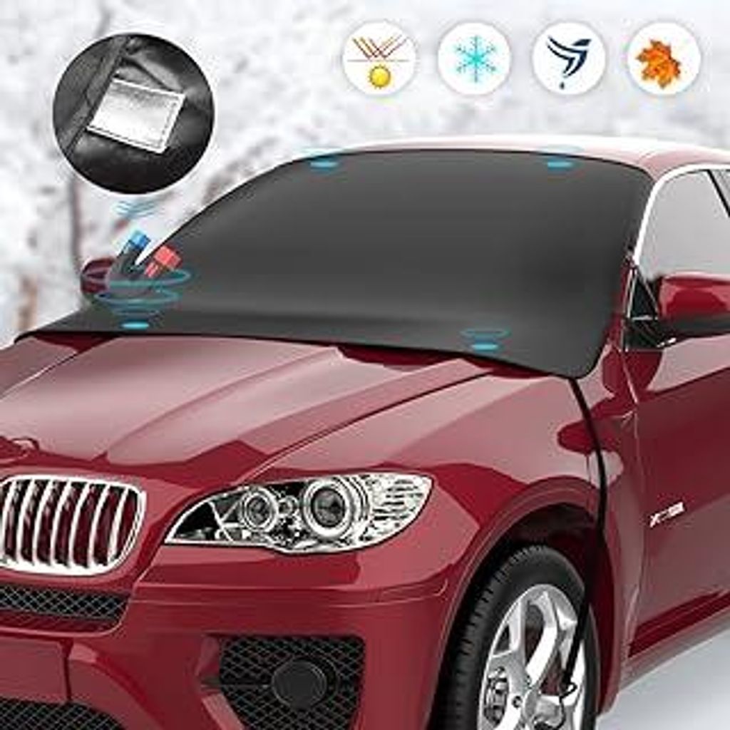 Senders Frontscheibenabdeckung, Auto Scheibenabdeckung Magnet Fixierung Faltbare Auto Windschutzscheibe Abdeckung Frontscheibe Abdeckplane gegen Sc...