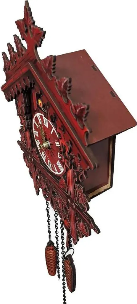 Horloge coucou bois avec alarme design rétro rouge pour chambre à coucher