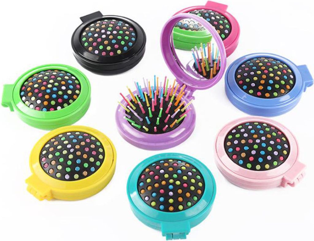 7er Pack Faltbare Haarbürsten mit Reise Spiegel Tragbare Haarbürste Mini Haarkamm Reisegröße Haarmassagekamm