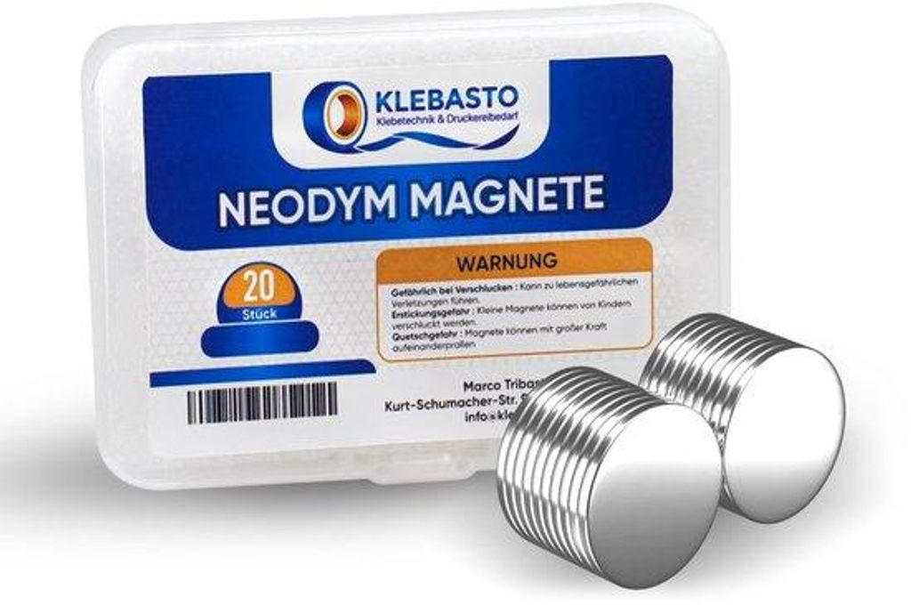 Neodymiummagneten | Extra starke Scheibenmagnete | Minimagneten für Magnettafeln, Kühlschränke, Whiteboards und Fotos (15 mm x 1 mm, 20 Stück)