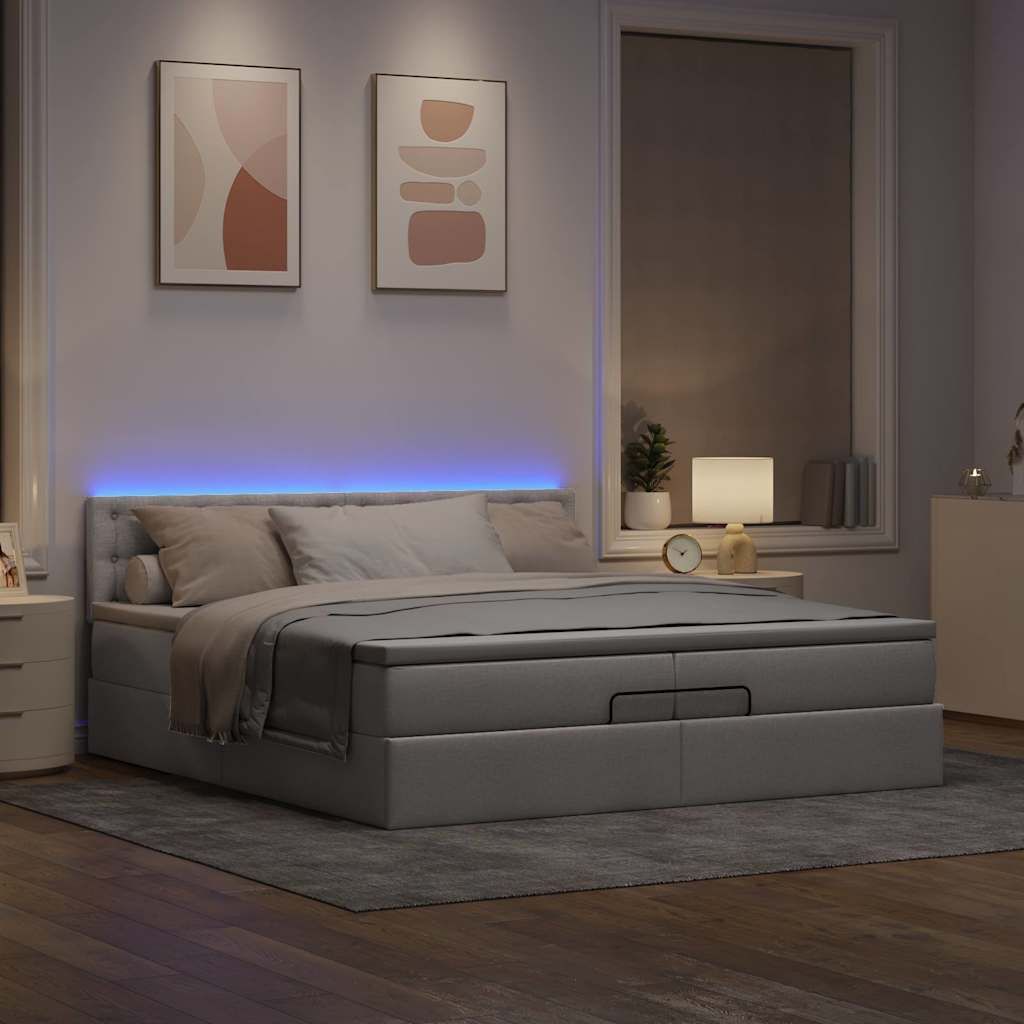 Stabli MöbelBettgestell - CLORIS - Ottoman-Bett mit Matratzen Taupe 200x200 cm Stoff - Klassische Betten Neu Design1561