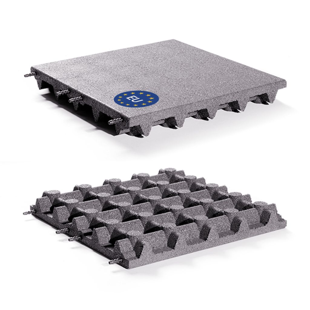 Fallschutzmatte 50x50 cm Stärke 75 mm Farbe Grau Gummimatte für Spieltürme Schaukel Rutsche Outdoor