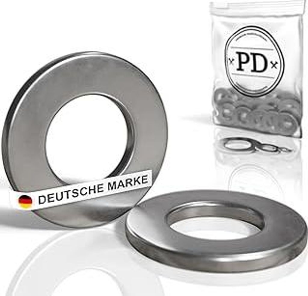 PDUnterlegscheiben M14 (DIN 125 Form A/ISO 7089) | Hochwertige A2 V2A Edelstahl Beilagscheiben | Rostfreie Edelstahlscheiben flach mit kleinem Auß...