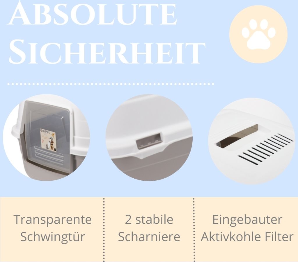 Katzenklo mit Deckel Aktivkohlefilter Katzentoilette Katzen Produktbild 4