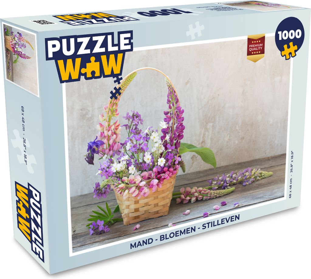 MuchoWow Puzzle 1000 Teile Korb - Blumen - Stilleben - Erwachsene - Rätsel