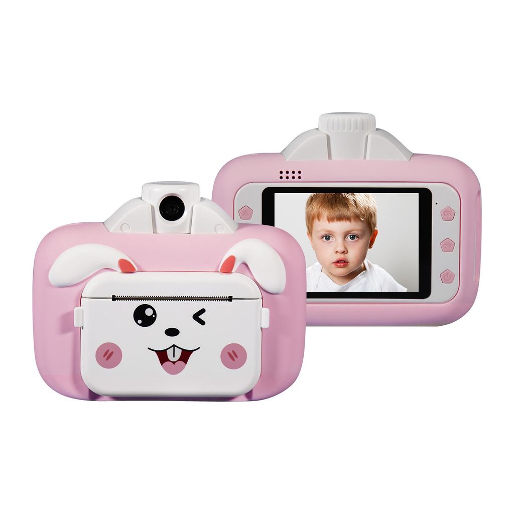 Bisofice Kid Camera Kinder 1080P Digitalkamera Thermodruck 3,5-Zoll-IPS-Bildschirm 180° drehbar 4K-Objektiv Foto Selfie 1080P Video Autofokus mit