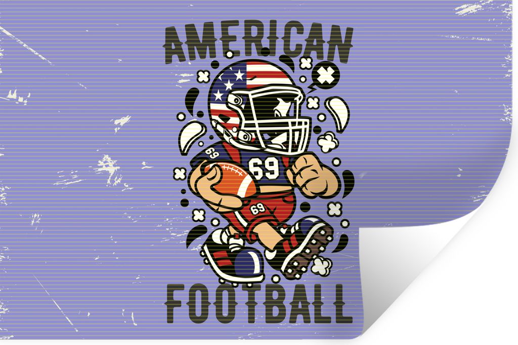 MuchoWow Wandtattoo Wandsticker Wandaufkleber Fußball - Amerika - Jahrgang 90x60 cm Selbstklebend und Repositionierbar - Aufkleber