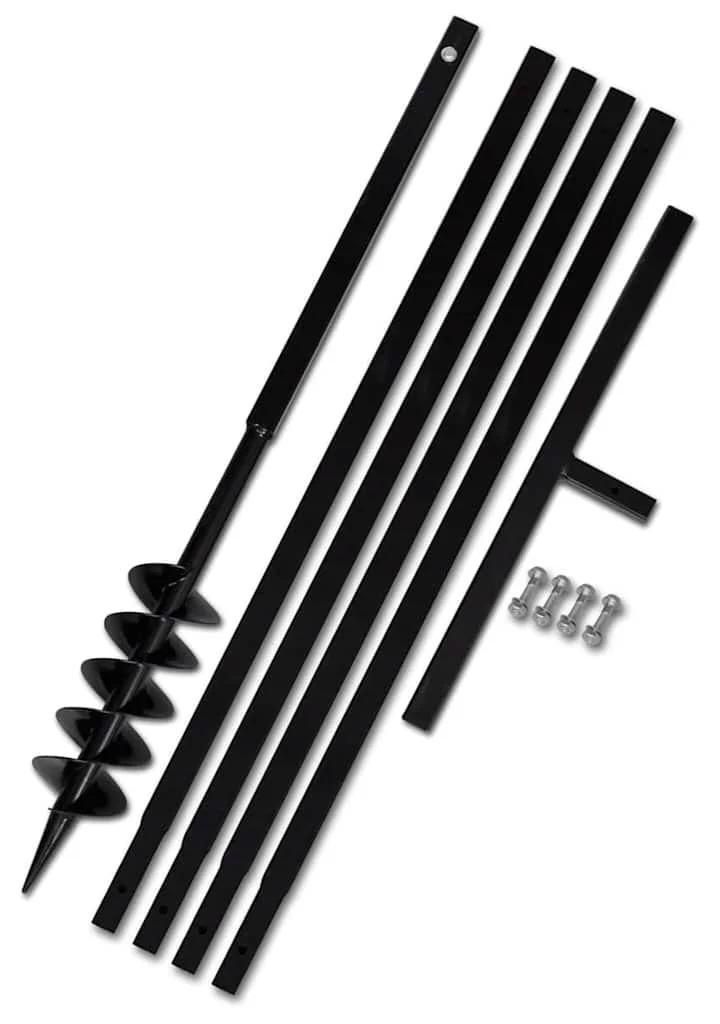 Erdbohrer 100 mm - Handerdbohrer - Verlängerungsrohr 5 m - Gartengerät - Doppelte Spirale - Mit Griff - Armeegrün