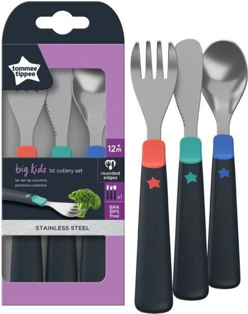 TOMMEE TIPPEE Mein erstes Edelstahlbesteck, 12+ Monate, 3er-Set