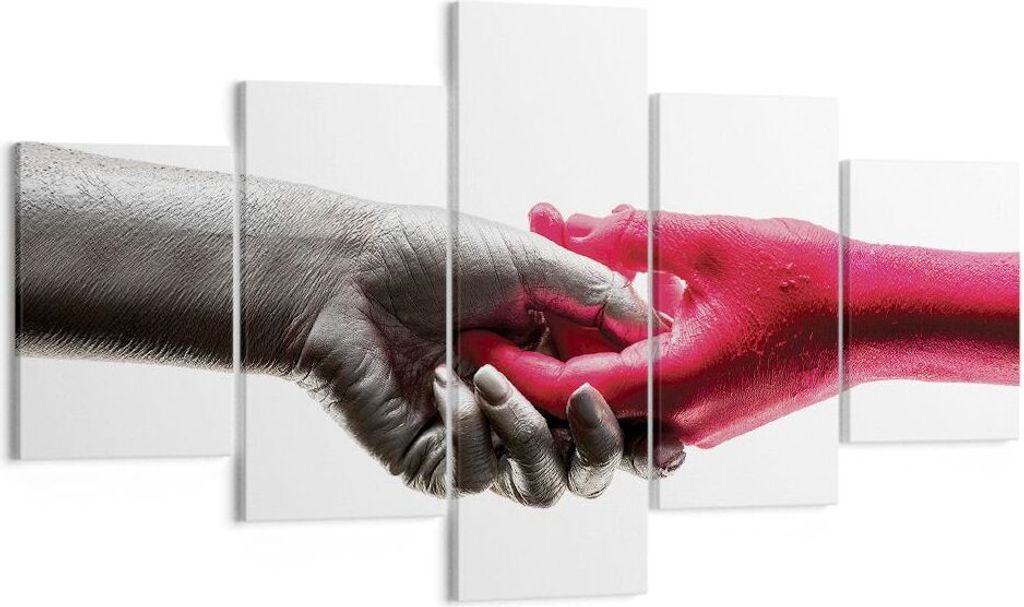 Bild auf Leinwand - Leinwandbild - 5 Teile - Hilfe Hände Symbol - 125x70cm - Wand Bild - Wanddeko - Wandbilder - Leinwanddruck - Bilder - Wanddeko...