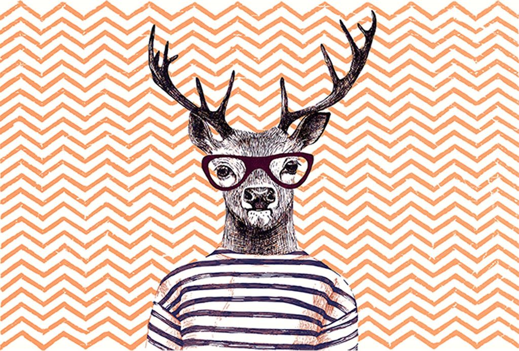 Tadessi Fototapete | Tiere | 4.00 m x 2.70 m | Orange | Weiß | Wandbild | Digitaldruck