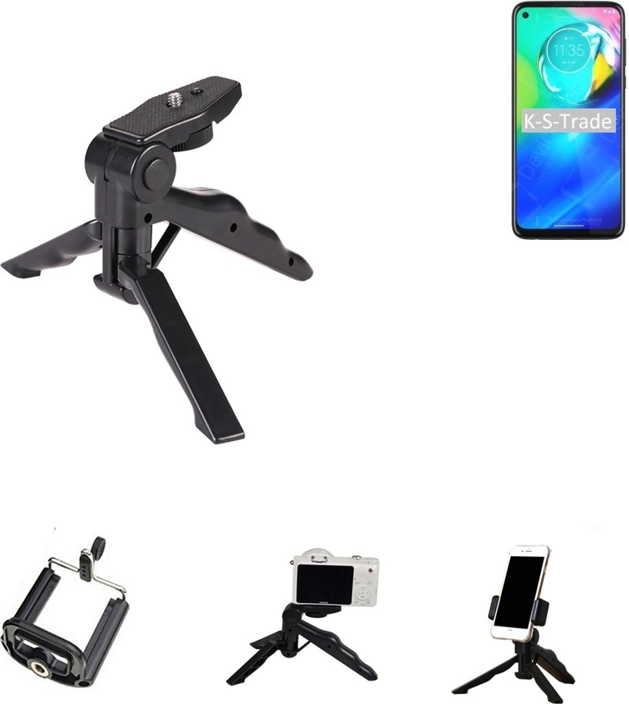 K-S-Trade Stativ Tisch-Ständer Dreibein Handy-Stativ Ständer kompatibel mit Motorola Moto G Power Mini-Stativ Smartphone Tripod Handy-Stativ aus