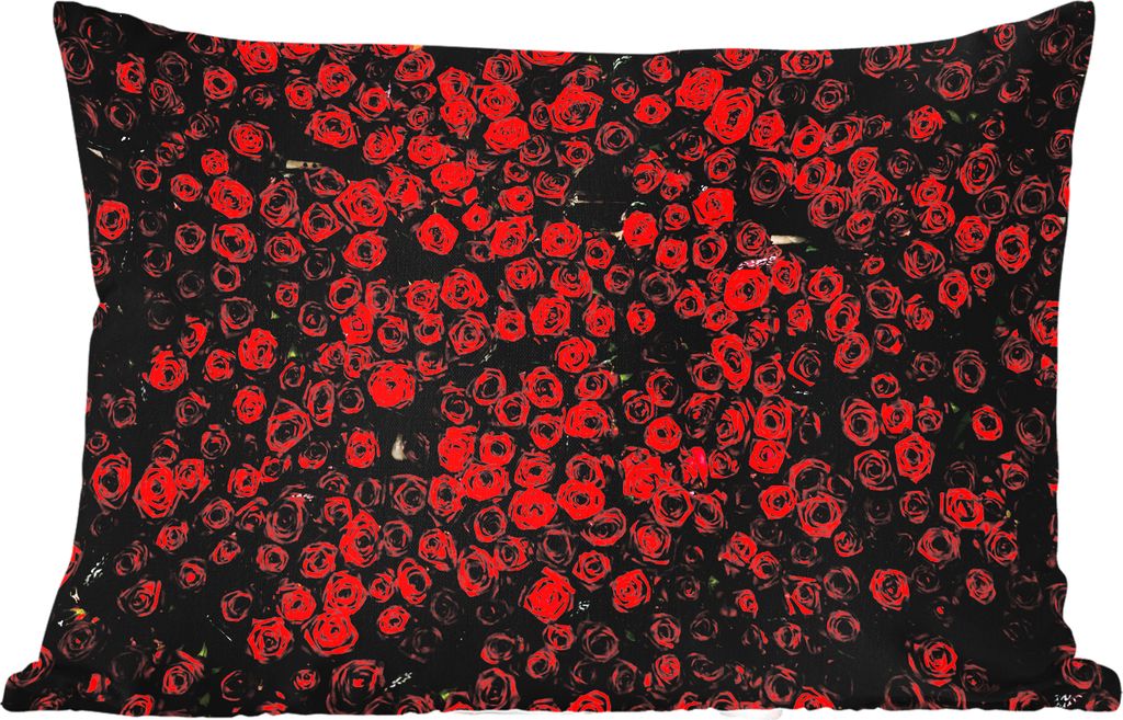 MuchoWow Outdoor Kissen - Blumen - Rosen - Rot - 50x30 cm - Wetterfest - Lounge Kissen - Sofa kissen - Wohnzimmer Dekoration