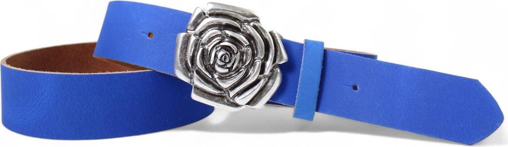 FRONHOFER Damen Ledergürtel Motivschnalle Rosenblüte altsilberne Gürtelschnalle 4 cm