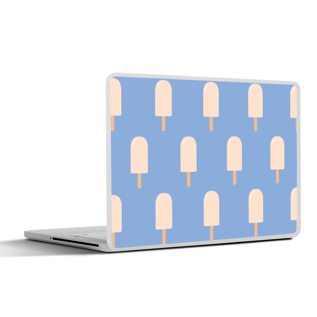 MuchoWow Laptop Aufkleber Sticker Cover Eiscreme - Muster - Blau 30x21 cm - Sticker für Laptop - Selbstklebend