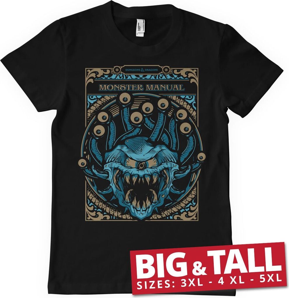 Monsters Manual Big & Tall T-Shirt - 4XL - Black