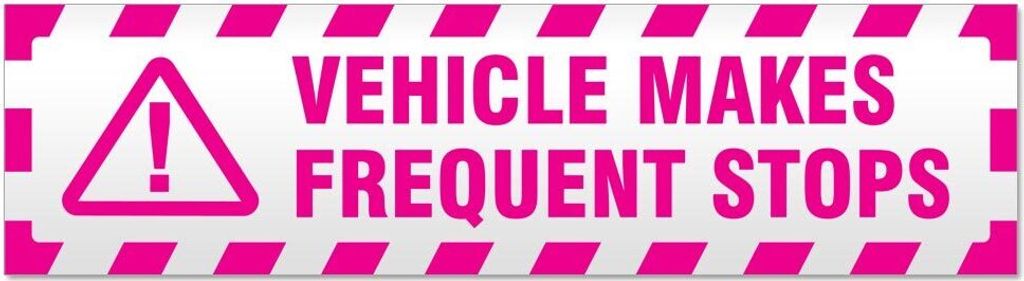 Kiwistar - Autoaufkleber - Pink - 45 x 12 cm - Vehicle Makes Frequent Stops gestreift - Hinweis Aufkleber Sticker für Auto, Kfz, Fahrrad, PKW, LKW