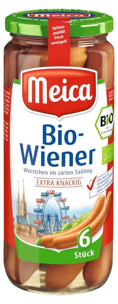 Meica Organic 6 kiełbasek wiedeńskich extra chrupiących ATG Zdjęcie produktu 