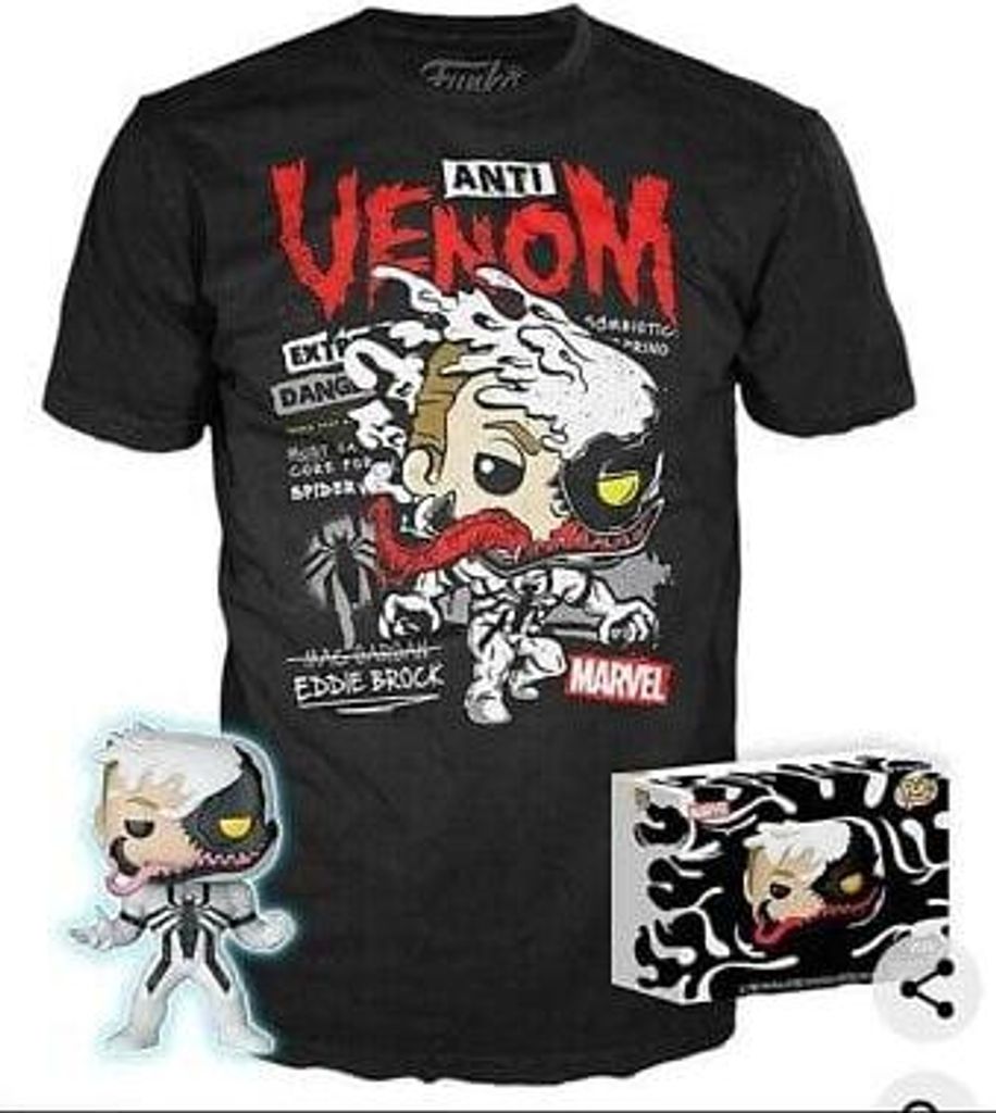 FUNKO POP! - MARVEL - Venom Anti Venom Eddie Brock #401 mit Tee Größe S Glow In The Dark