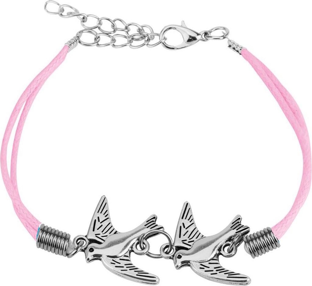pinkes Armband Infinity-Schwalben aus Leder Uni